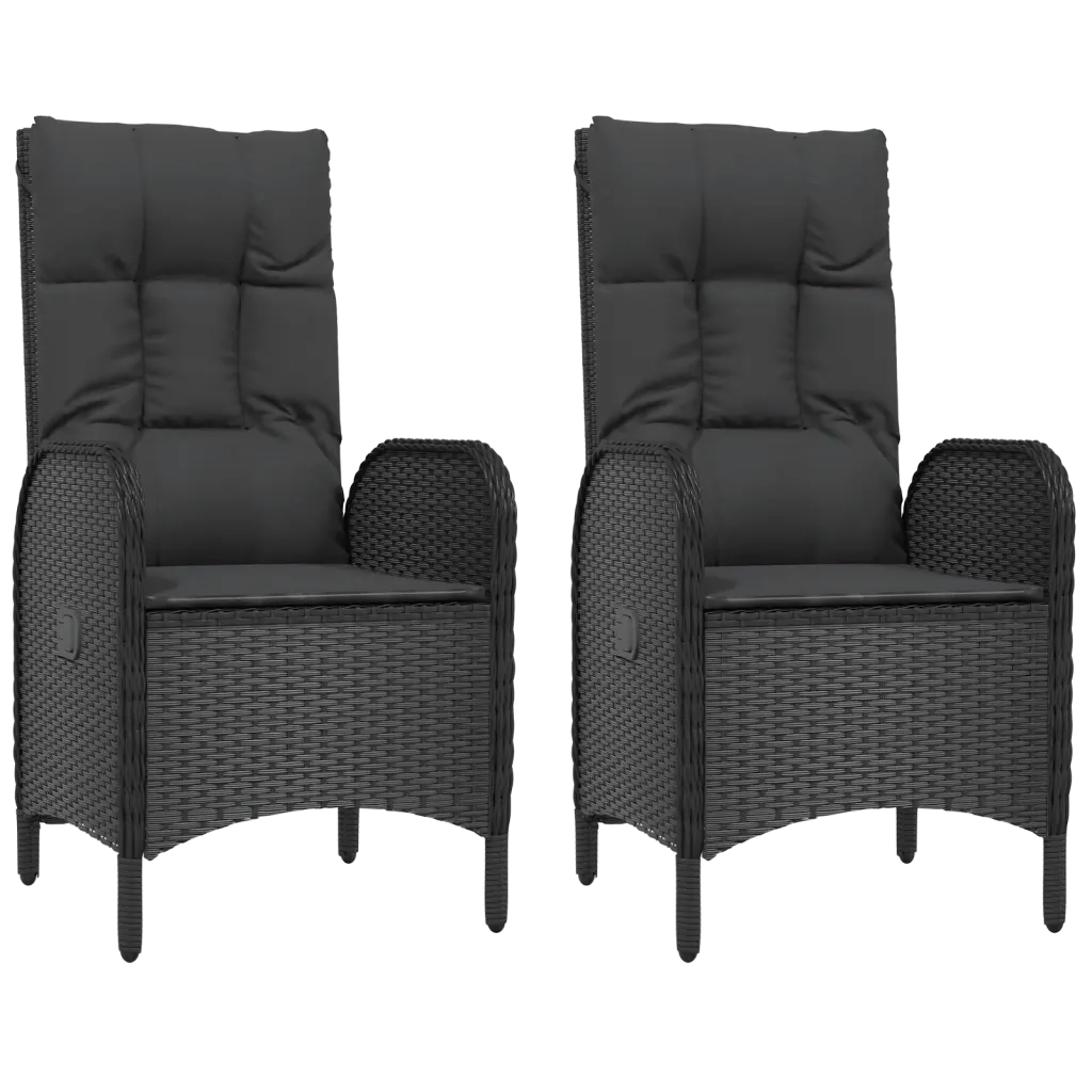 Sedie da Giardino 2 pz in Polyrattan Nero cod mxl 5721