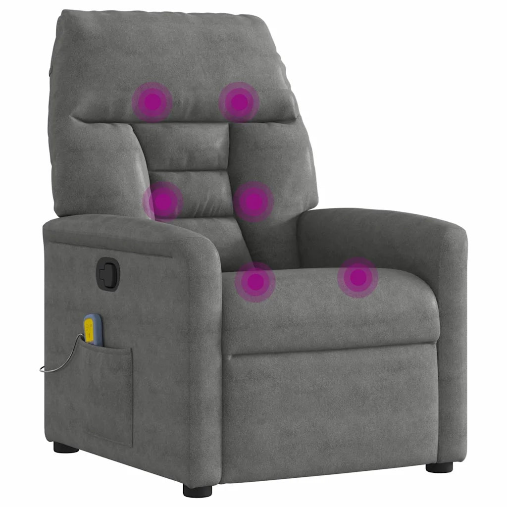 Poltrona Reclinabile Massaggio Grigio Scuro Tessuto Microfibra 4015572