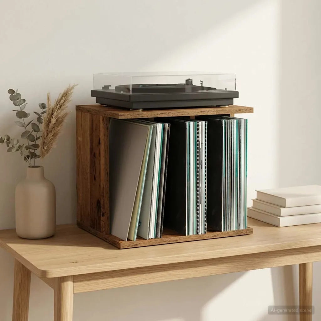 Storage per dischi in vinile Legno antico 42 x 33 x 36 cm 8012840