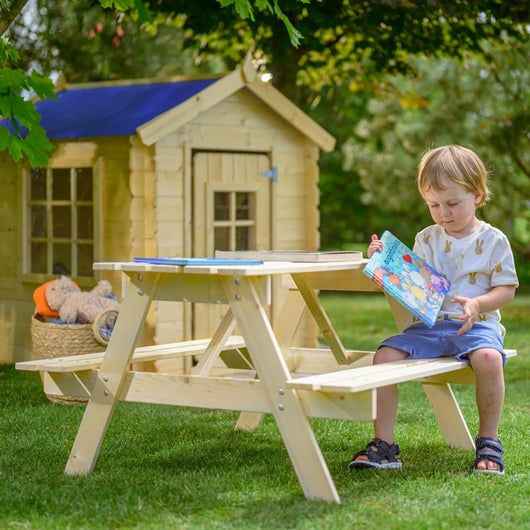 Tavolo da picnic per bambini in legno L90xL90xA50 cm - Timbela M018-1