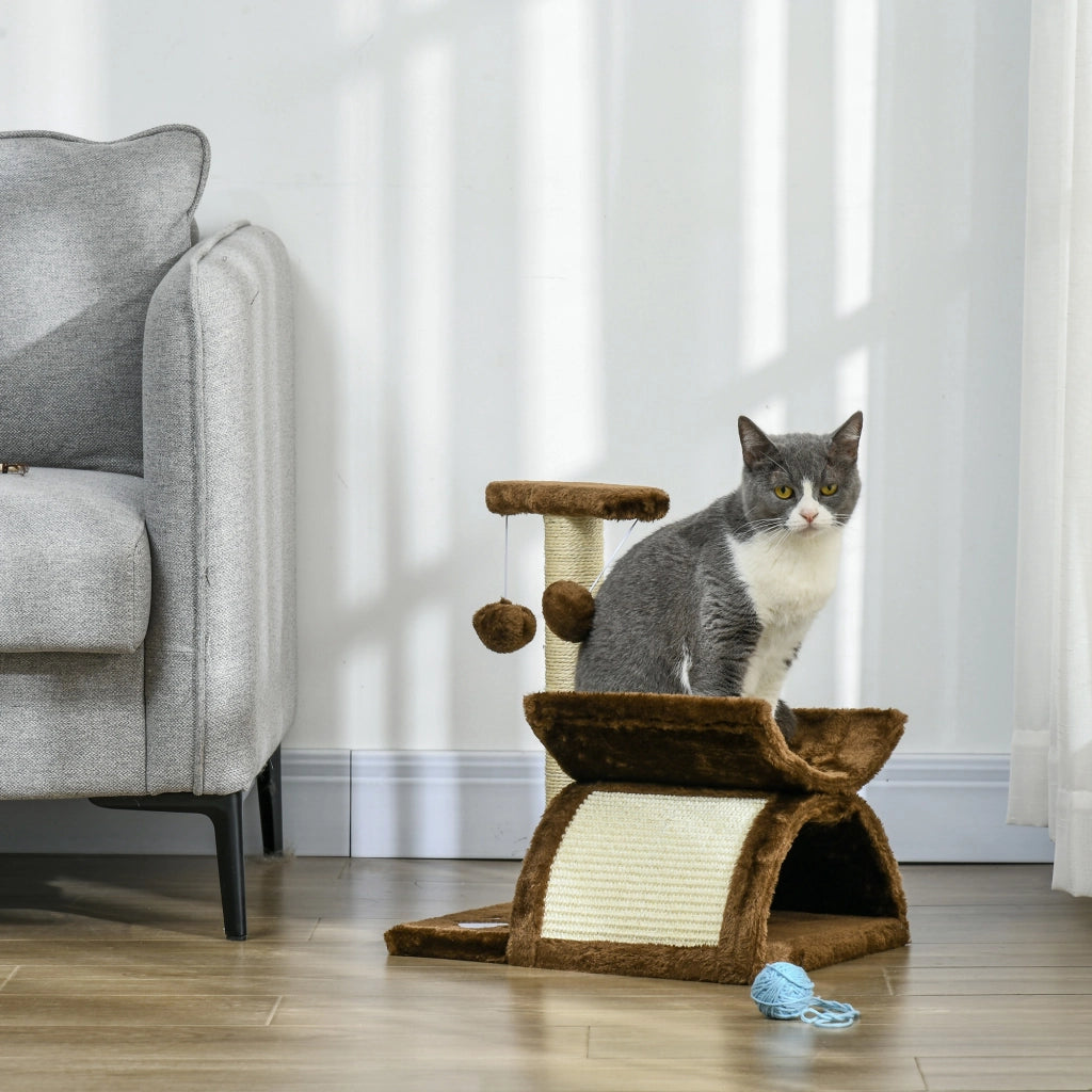 Tiragraffi per Gatti con Cuccia ¨C Xylo ¨C Sisal Naturale 43cm con 2 Palline