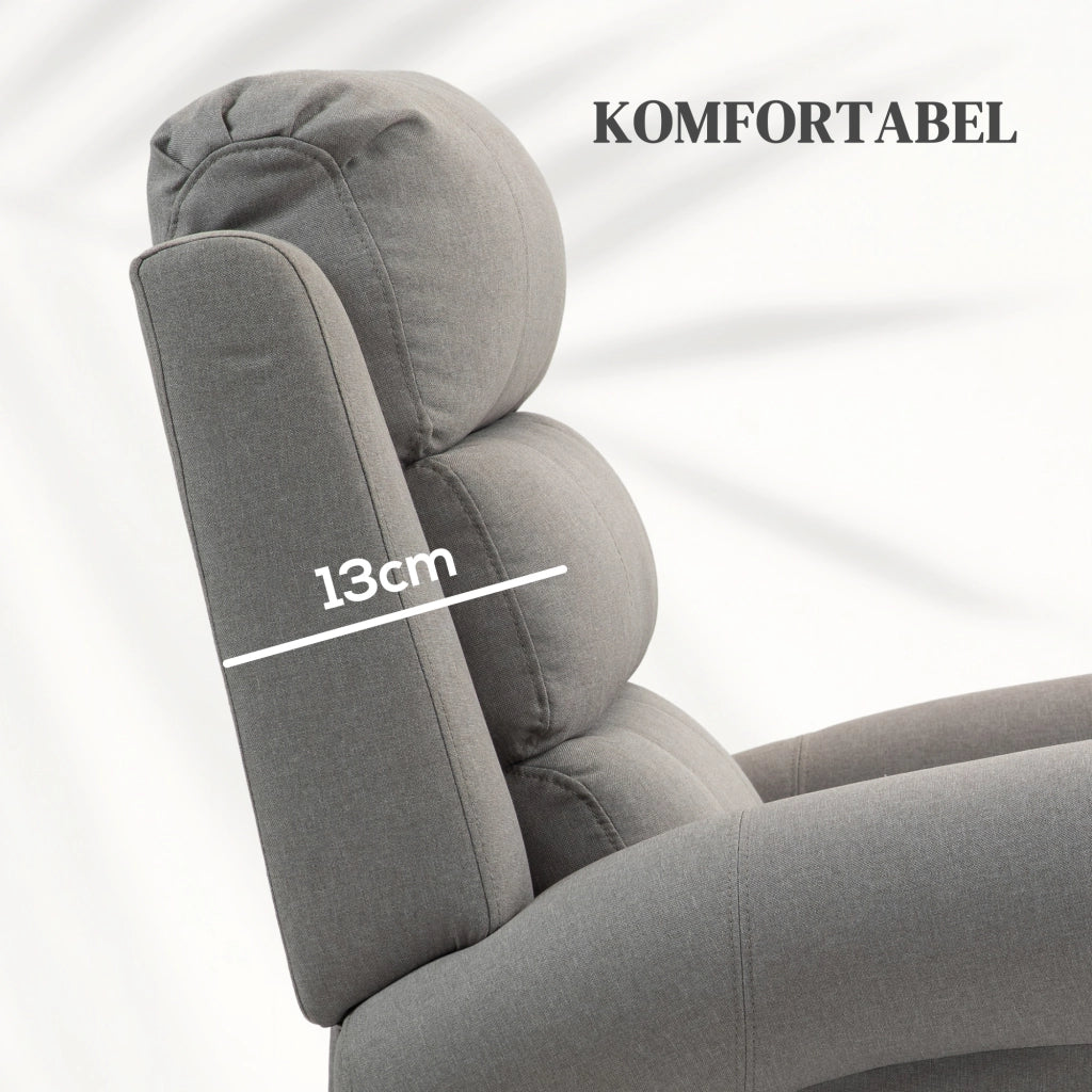 Poltrona Massaggiante con Alzapersona e Riscaldamento ¨C Minimal ¨C Grigio Chiaro Tessuto