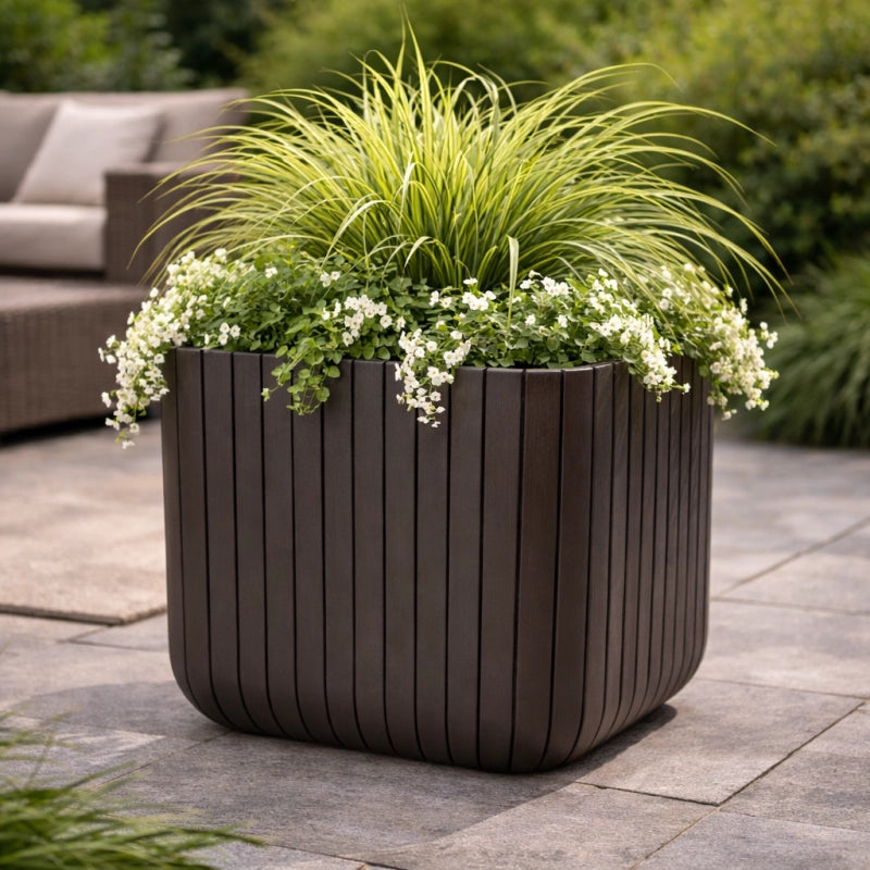 Pot + Cache pot de fleur en rÃ©sine CUBE PLANTER - Taille S