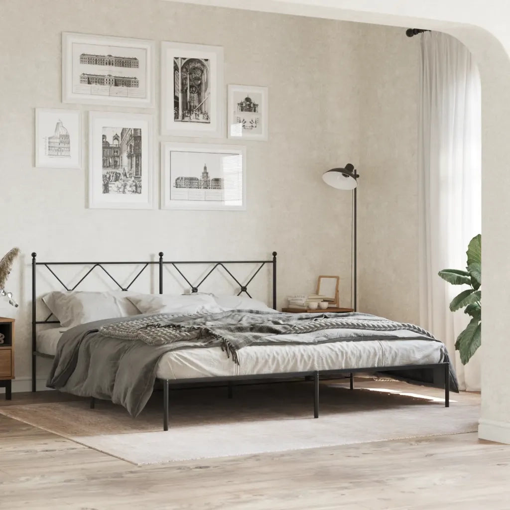 Giroletto con Testiera-Struttura Letto con testiera in Metallo Nero 183x213 cm 771145