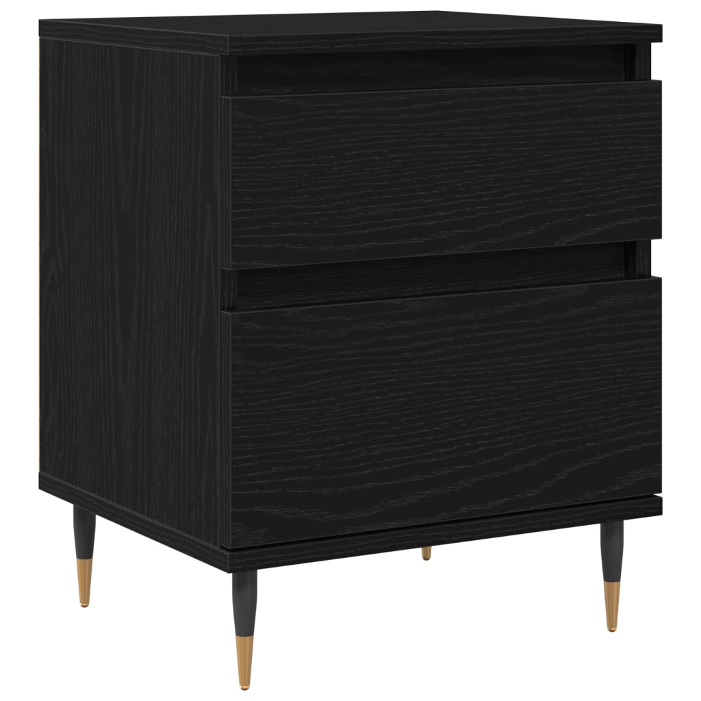 Comodino  Nero Rovere 40x35x50 cm in Legno Ingegnerizzato