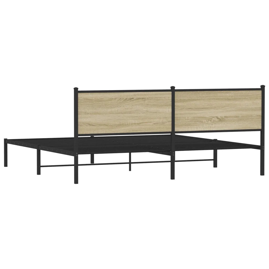 vidaXL Giroletto senza Materaso in Metallo Rovere Sonoma 200x200 cm