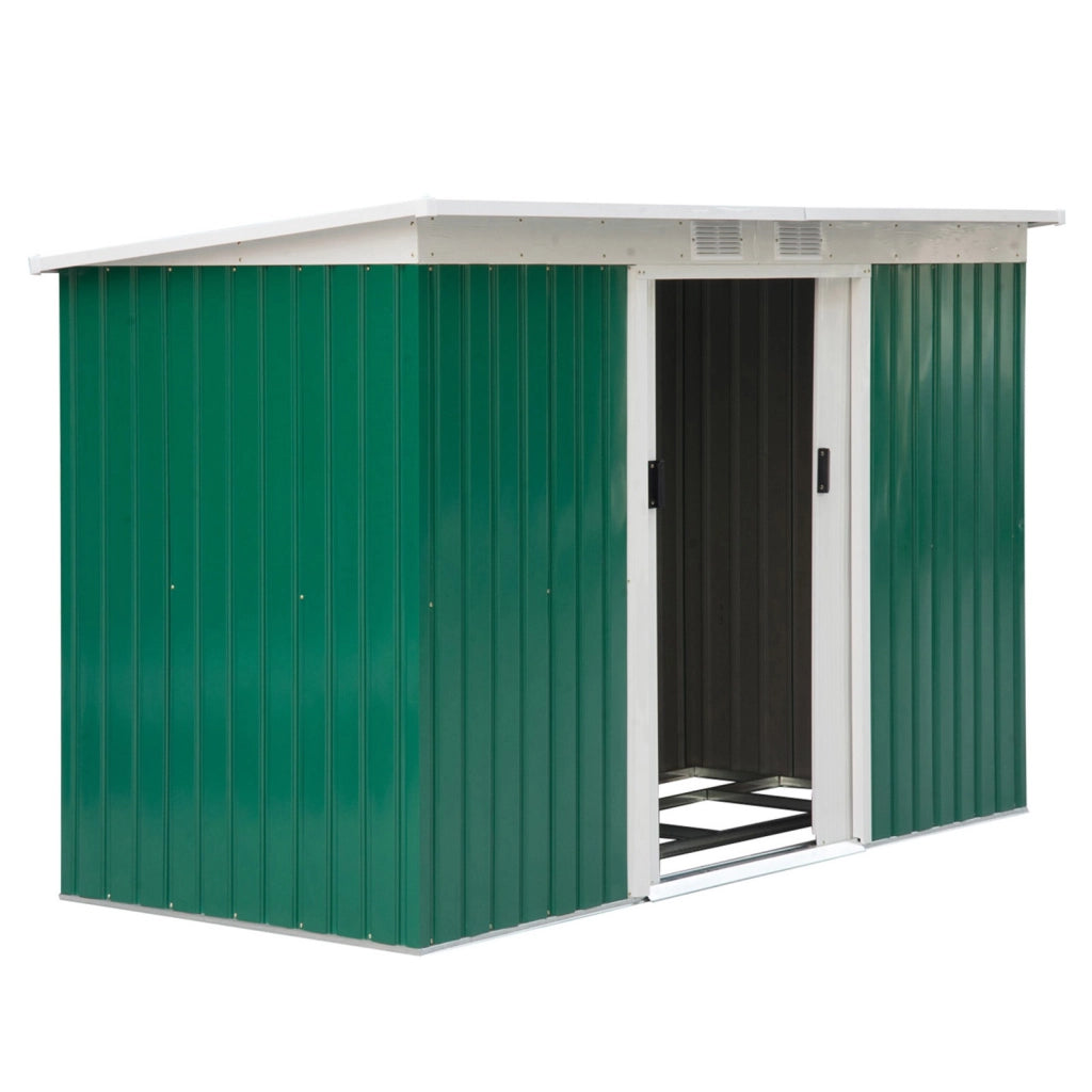 EasyComfort Casetta da Giardino Porta Utensili in Lamiera di Acciaio con Porte Scorrevoli, 280x130x172cm, Verde Scuro