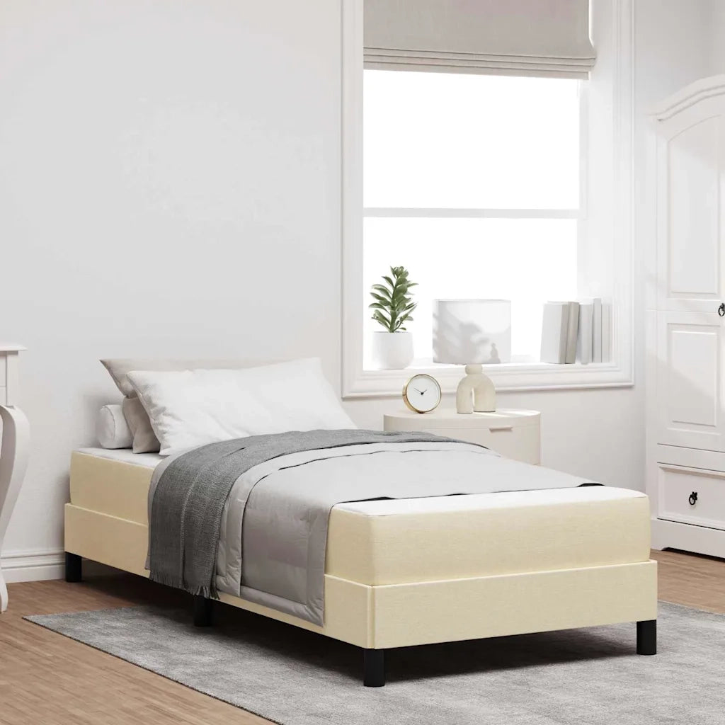 Letto a molle con materasso Crema 90 x 190 cm Tessuto