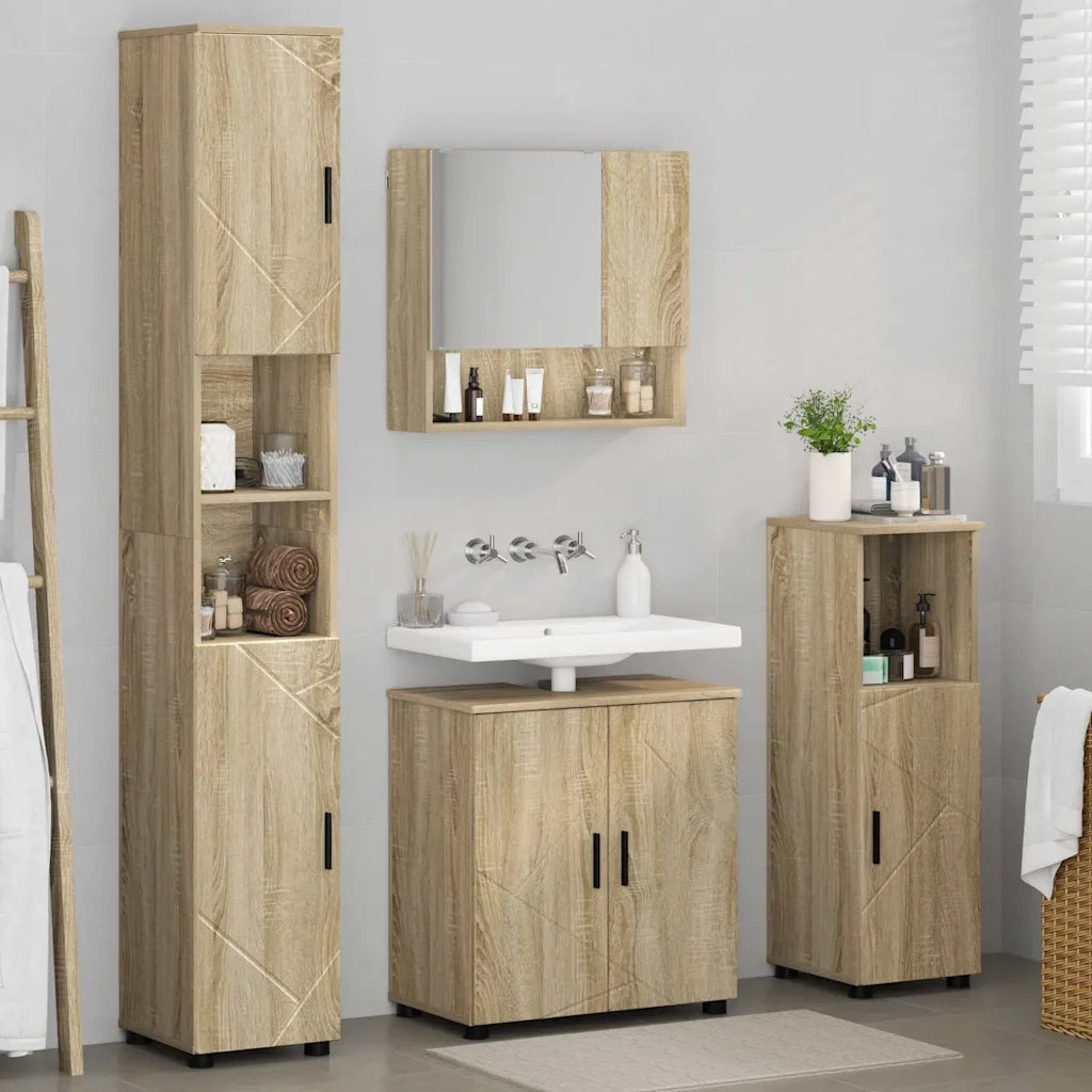 vidaXL Set di mobili per il bagno 4 pcs rovere sonoma 61 x 35 x 64 cm