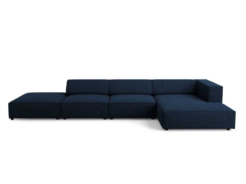 Cosmopolitan Design - Divano angolare destro "Arendal" 5 posti in ciniglia con effetto a coste blu reale 
