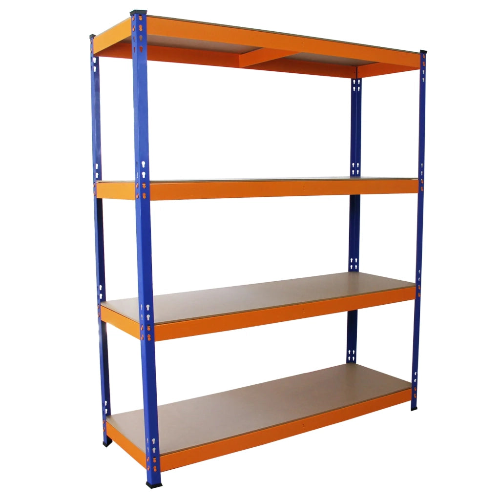Scaffale in Acciaio Senza Bulloni S-Rax Blu e Arancione Largo 150cm per Garage
