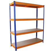 Scaffale in Acciaio Senza Bulloni S-Rax Blu e Arancione Largo 150cm per Garage