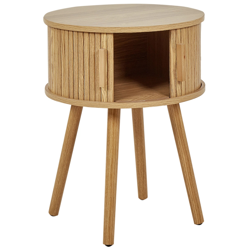 Comodino ante scorrevoli in MDF con hambe in legno massello legno chiaro soggiorno salotto