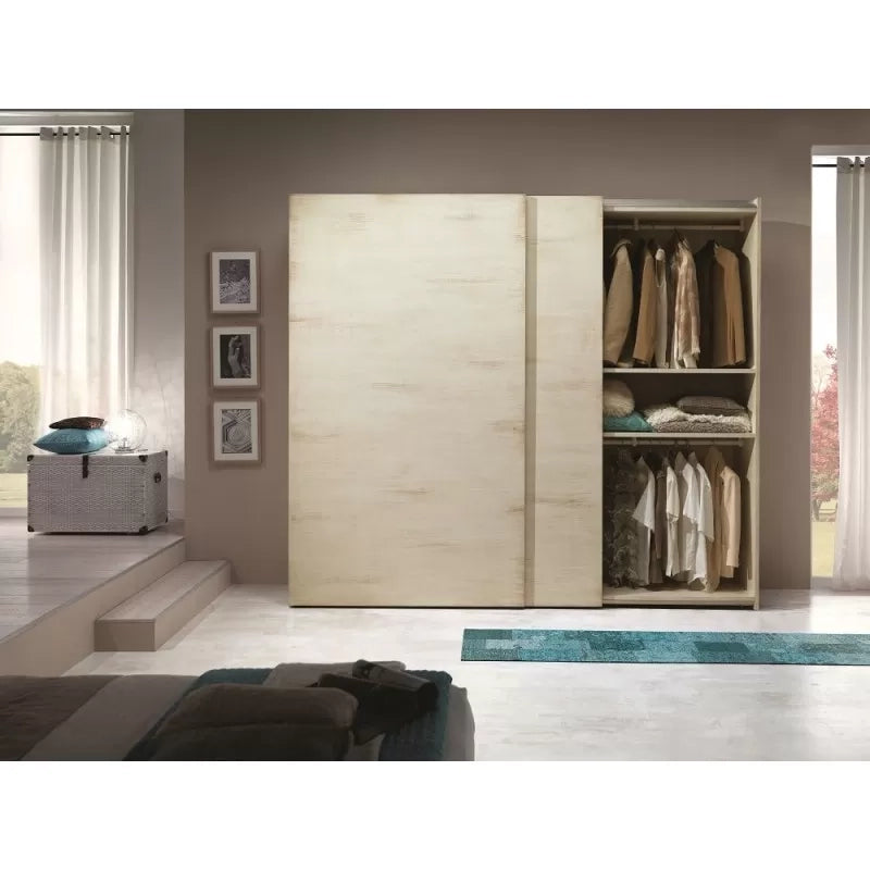 Armadio moderno 2 ante scorrevoli legno bianco pattinato 282x61x246 - Mobili 2G