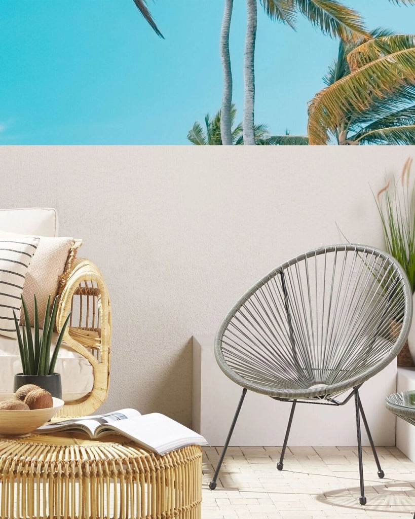 Sedia da giardino Papasan in rattan sintetico grigio scuro moderna