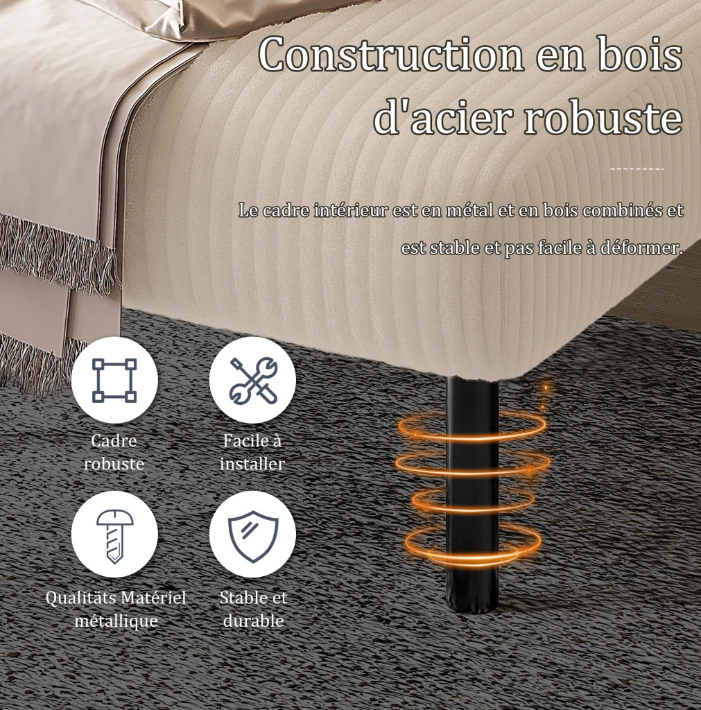 Divano 2 posti in velluto a coste con tasca laterale; 120 x 75 x 79 cm; beige