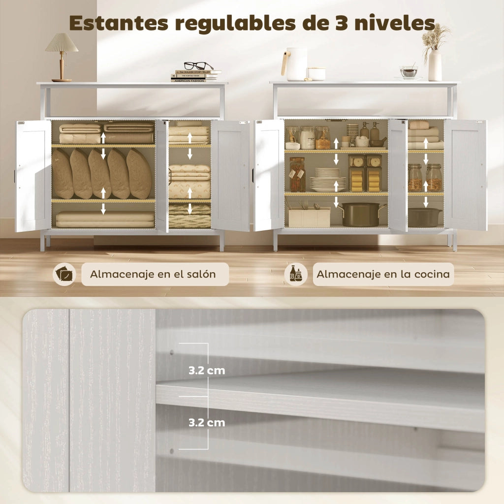 Armadio a 3 ante con ripiani regolabili ¨C zephmum ¨C Bianco 100x35x88 cm