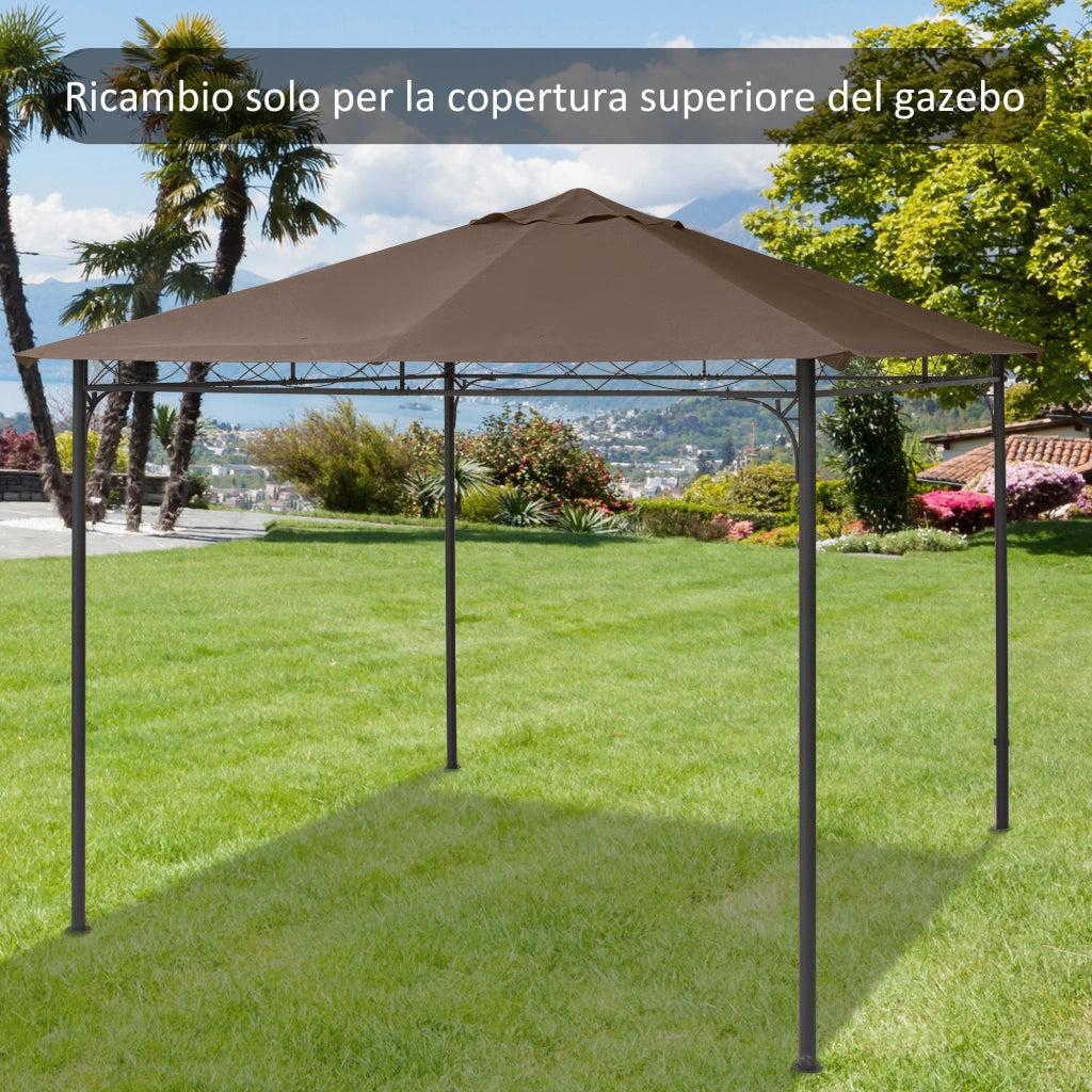 Tetto di Ricambio per Gazebo 3x3 m da Giardino, Telo Gazebo Resistente all'Acqua in Poliestere 180g/©O con 8 Fori di Drenaggio e Prese d'Aria, Solo Copertura, 298x295 cm, Caff¨¨