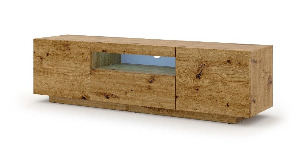 Mobile TV sospeso o a terra Led Incluso 150x42/36x37 Cm STAND AURA Rovere