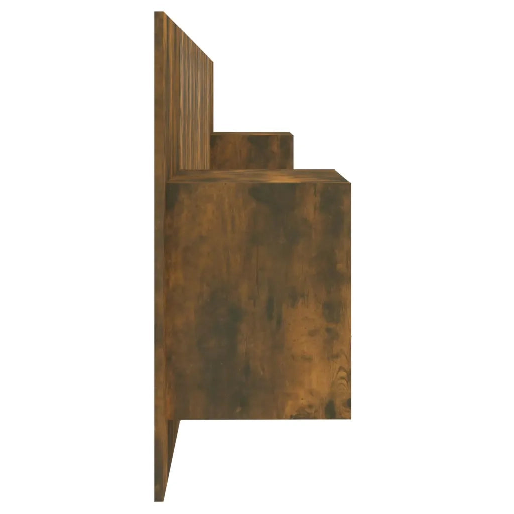 Testiera Letto con Comodini-Testiera con Contenitore Rovere Fumo in Legno Multistrato 661495