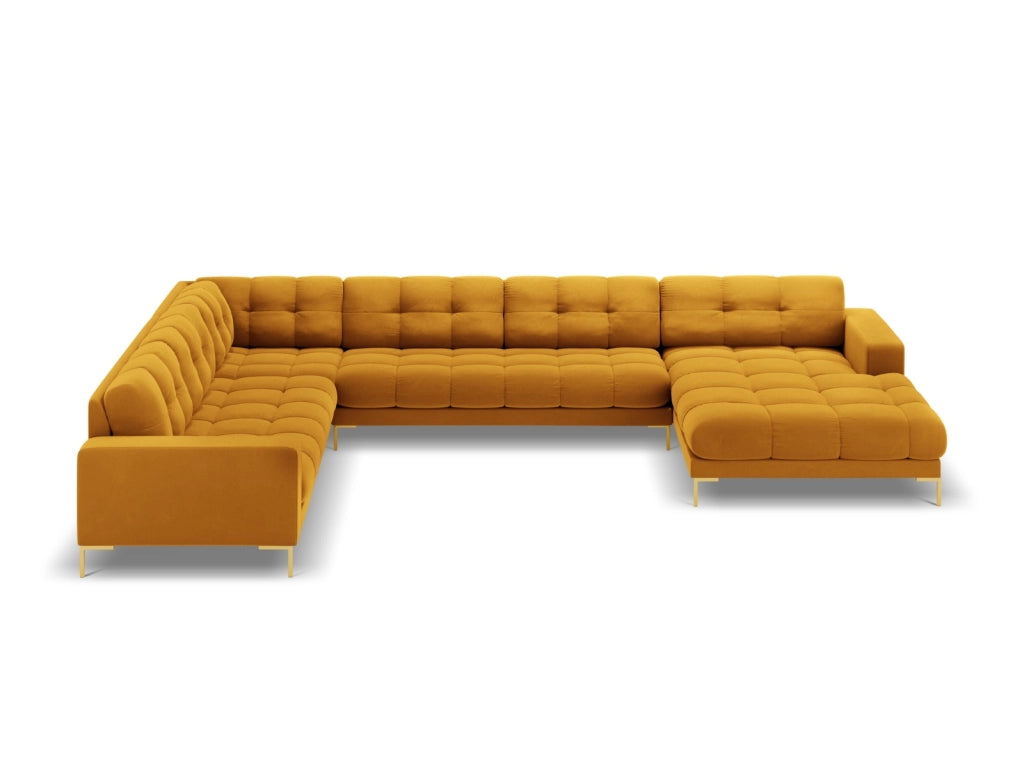 Cosmopolitan Design - Divano panoramico sinistro "Bali" 7 posti in velluto giallo 