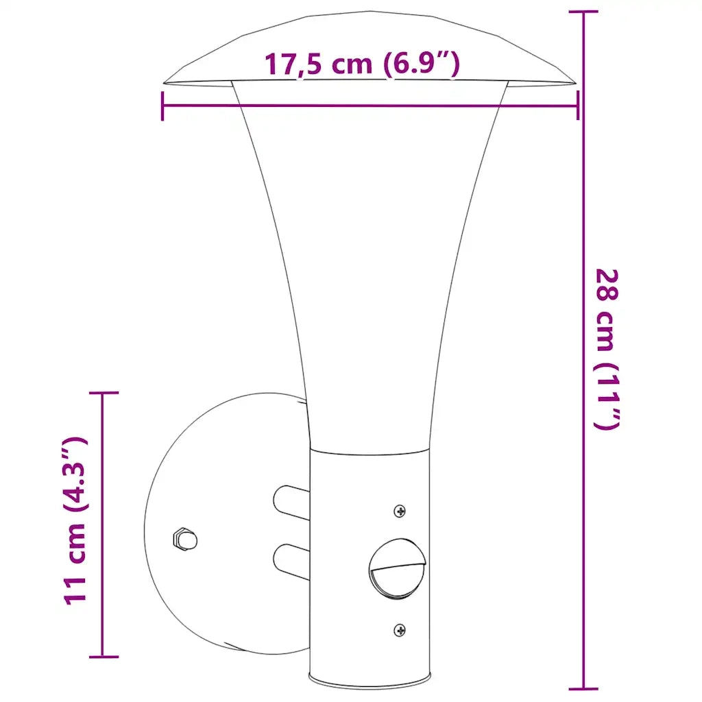 Applique da Esterno con Sensore Nera in Acciaio Inossidabile CFW7326208