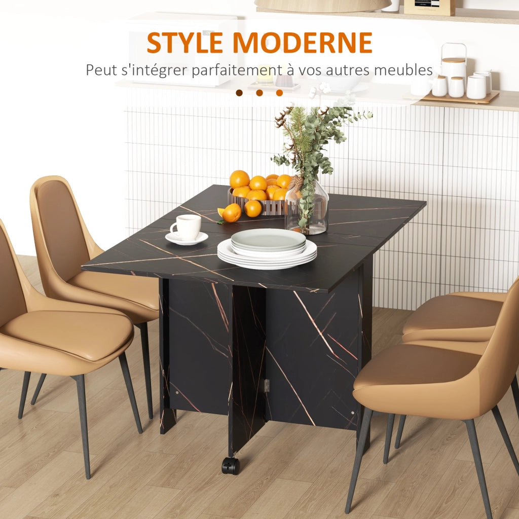 Tavolo pieghevole da pranzo ¨C zephmum ¨C 120x80x73 cm nero effetto marmo