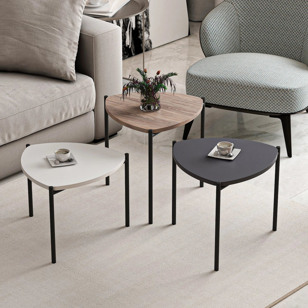 Carro, Tavolino da Salotto set 3 Pezzi, 45x45x45h cm Nero