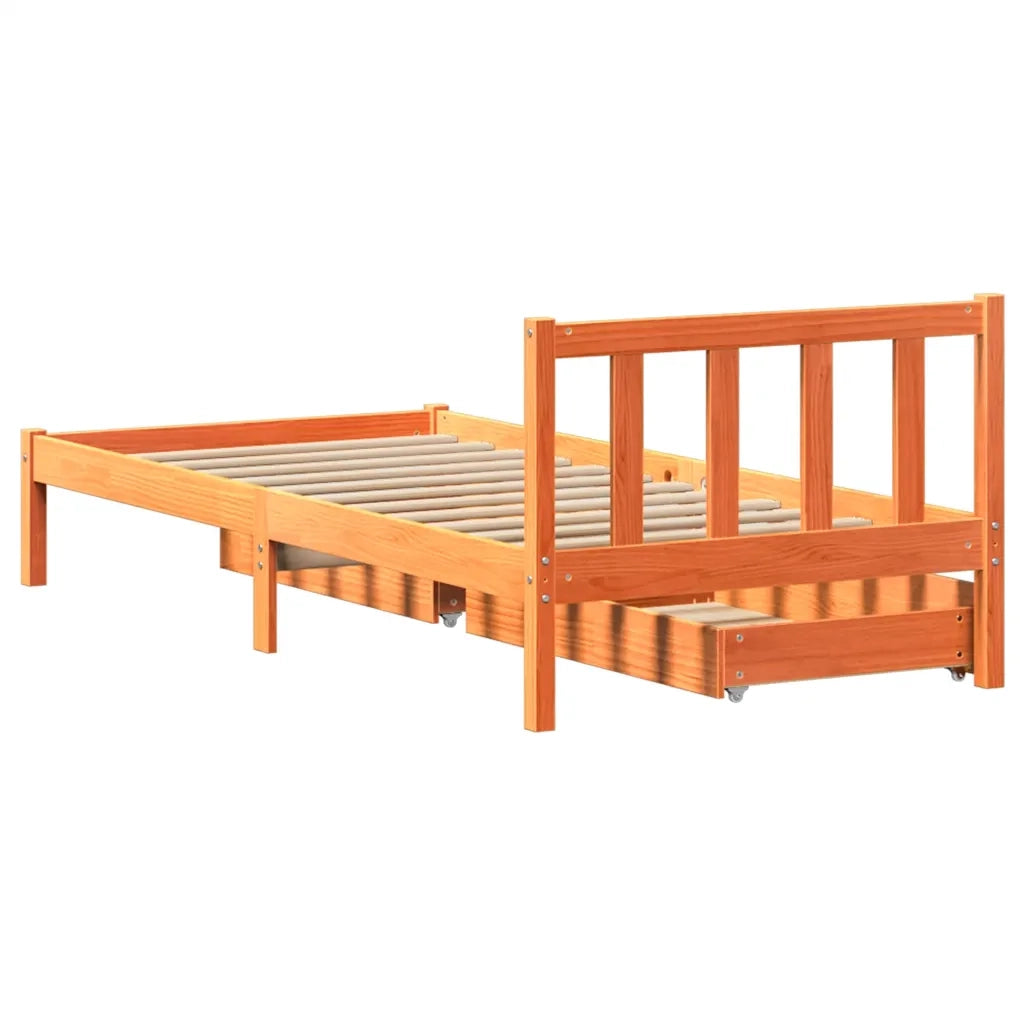 Letto senza Materasso Marrone Cera 90x190 cm in Legno di Pino