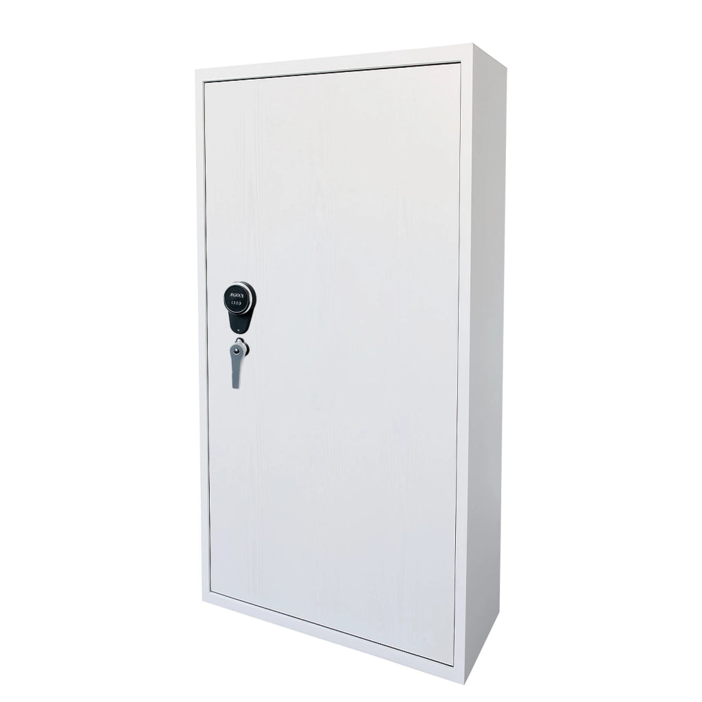 Fuciliera Blindata In Acciaio Con Serratura Digitale E Chiave Armadio Per Armi Cassaforte Sicura Tasca Porta Oggetti 10 Posti 148x53.5x32 Cm Bianco Frassinato