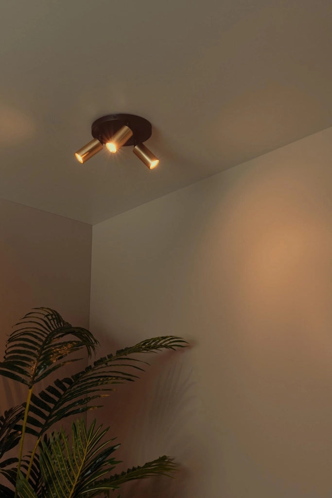 Faretto soffitto RITMO 3xMR11 oro nero alluminio