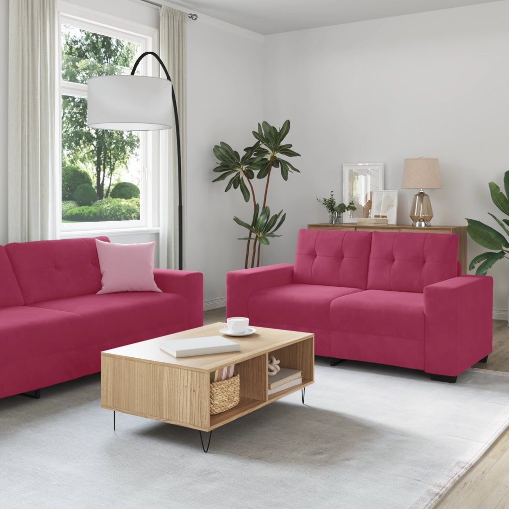 Set Divano 3 Pezzi con Cuscini Velluto Rosso Vino