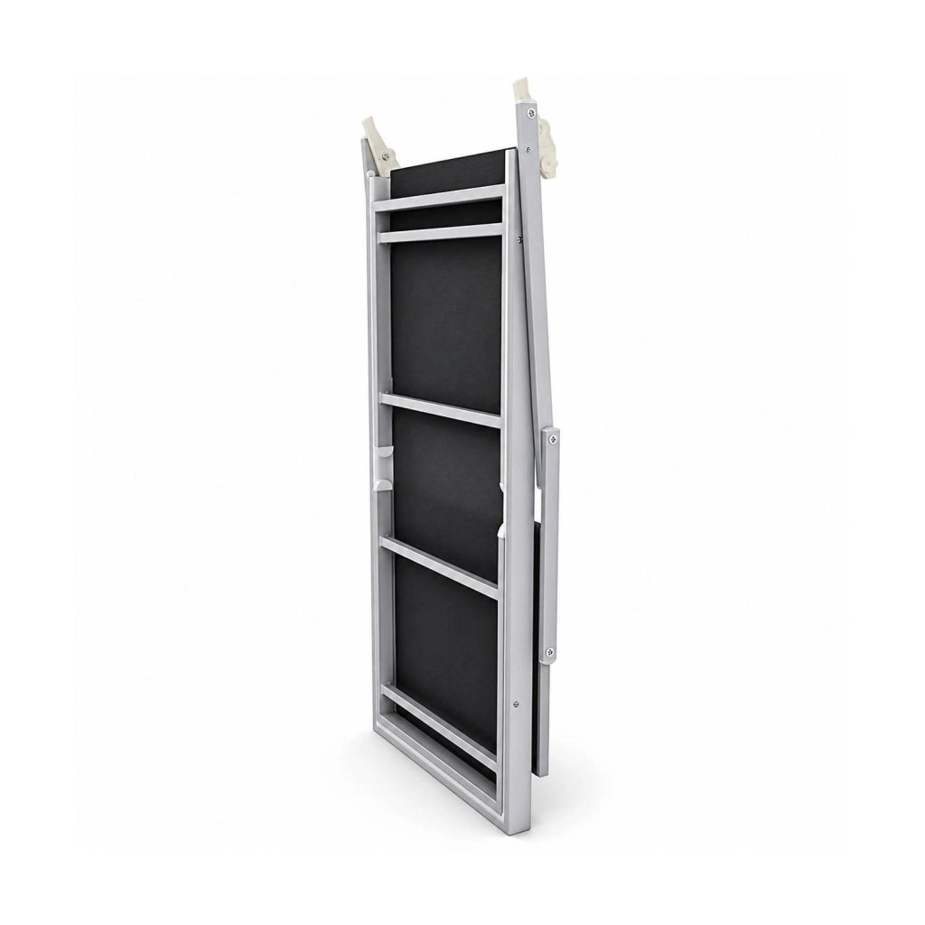 Lettino Sdraio Prendisole Professionale Richiudibile In Alluminio E Textilene con Tettino Parasole Orientabile Lettino Relax Mare Spiaggia Piscina Giardino Solarium 182 x 60 x 38 Cm Nero