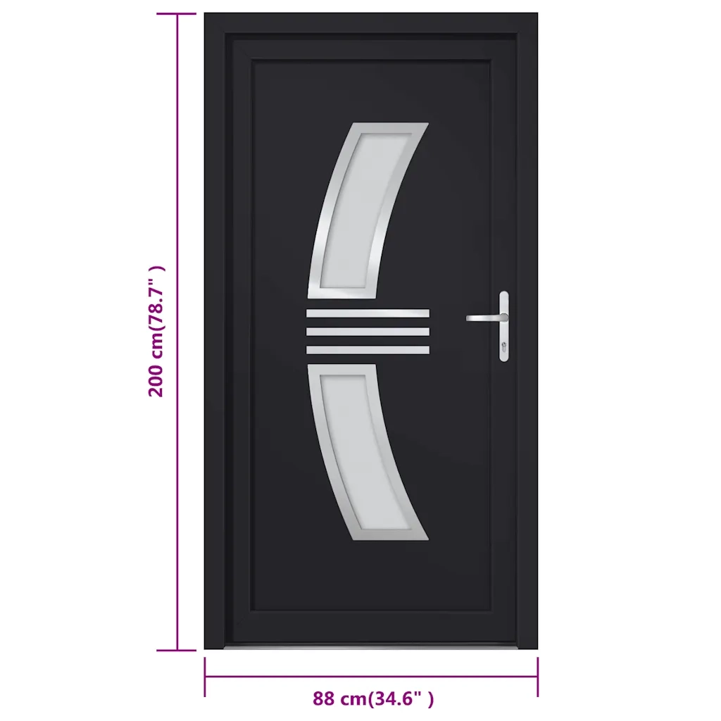 Porta Ingresso Antracite 88x200 cm in PVC 3187936