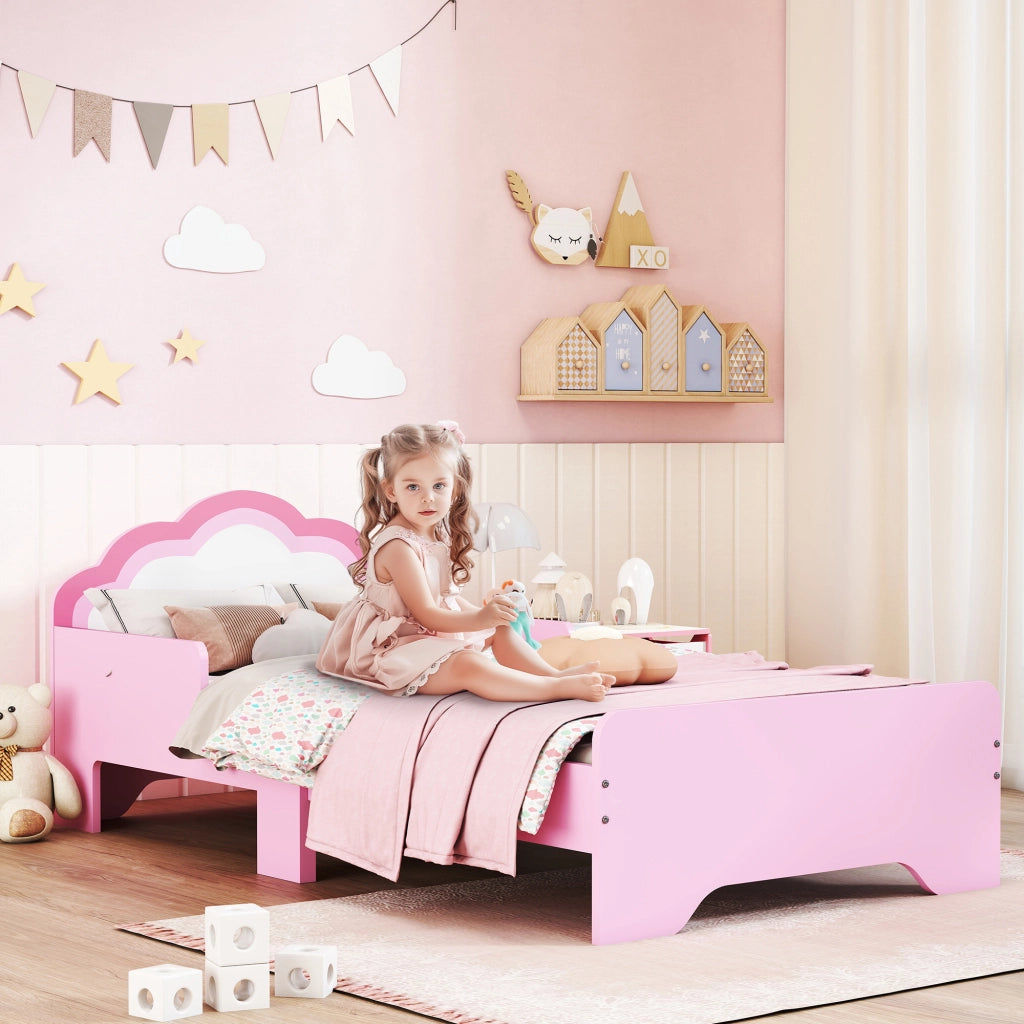 Letto a soppalco infantile con testiera a nuvola ¨C zephmum ¨C rosa 70x140 cm