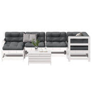 Set Salotto Giardino 7pz con Cuscini Bianco Legno Massello Pino 3250953