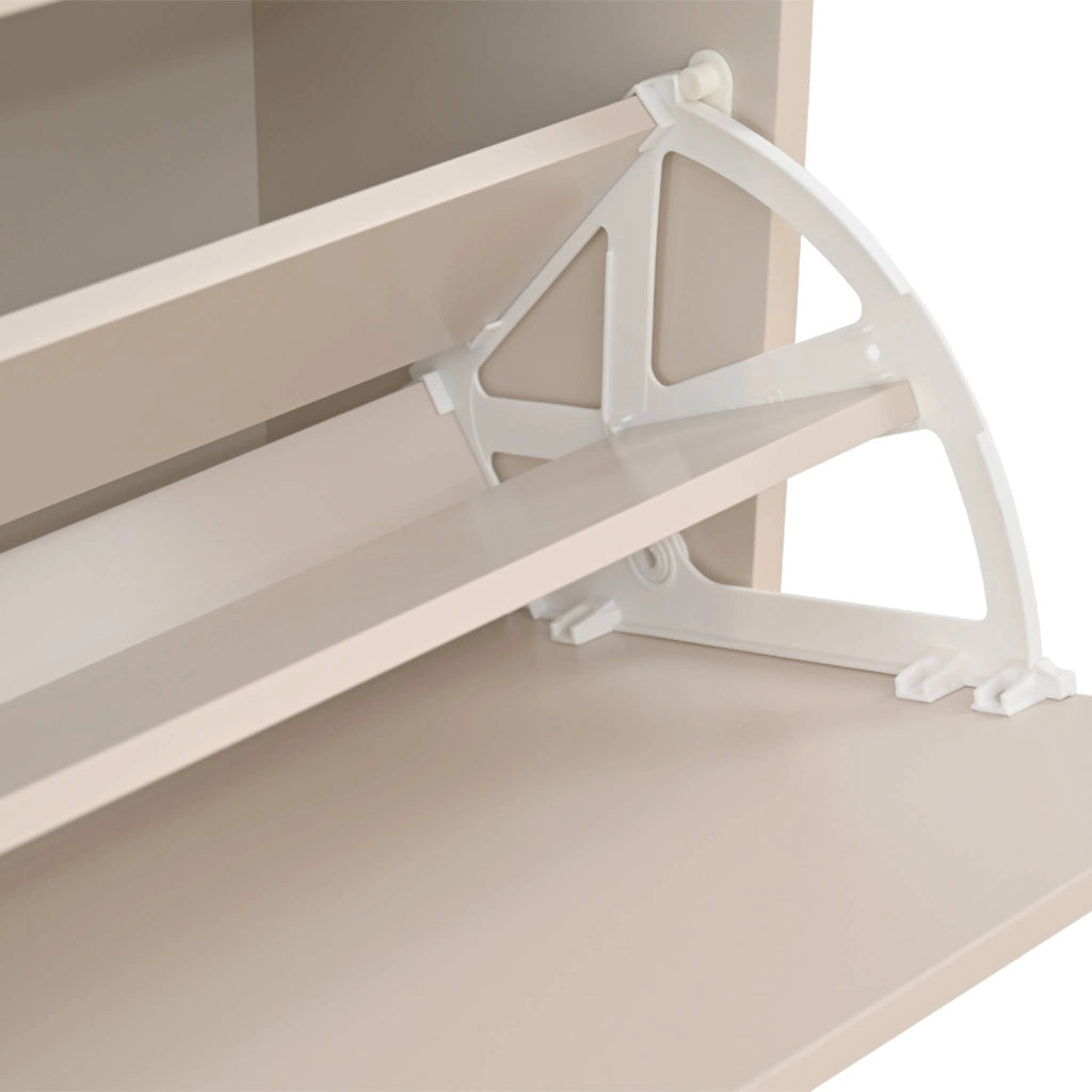 Scarpiera in legno e metallo con 3 ante, beige