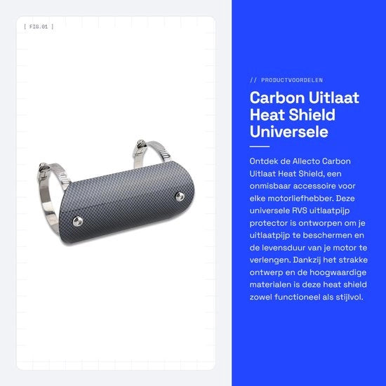Scudo termico per scarico in fibra di carbonio - Protezione per motori universali - Paraurti per tubo di scarico - Paracarro - Materiale resistente agli urti - Materiale duraturo - Protezione per scarico