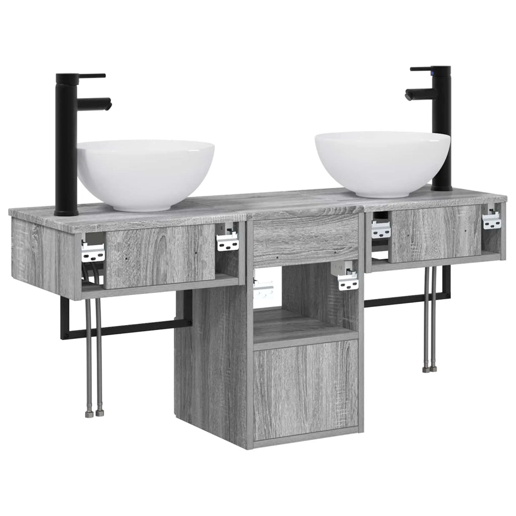 Set di mobili per il bagno 3 pz Sonoma grigio 3405583