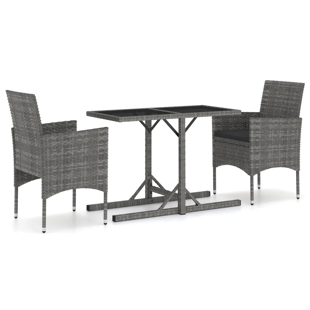 Set Mobili da Pranzo per Giardino 3 pz | Set Salotto da Giardino Grigio