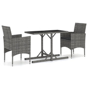 Set Mobili da Pranzo per Giardino 3 pz | Set Salotto da Giardino Grigio