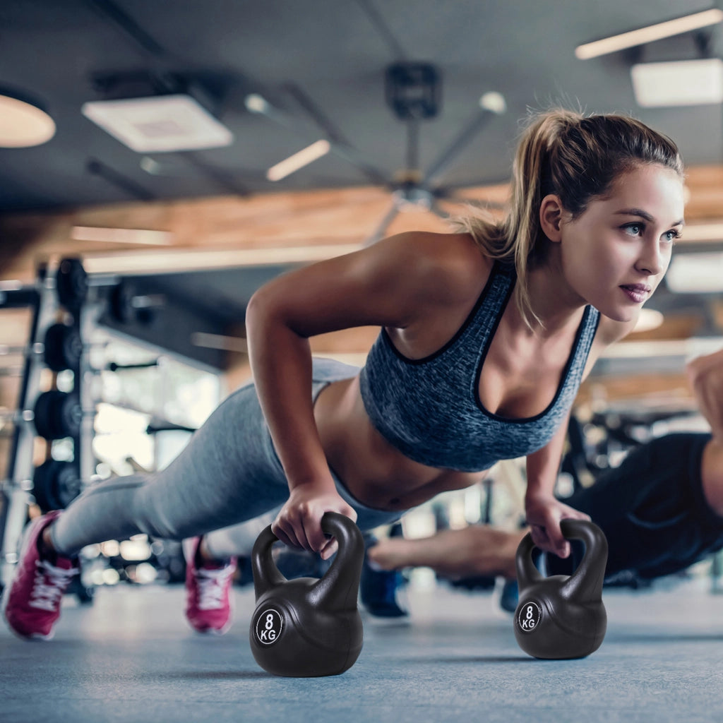 Kettlebell 8 kg ¨C Xylo ¨C Nero riempito di sabbia per principianti