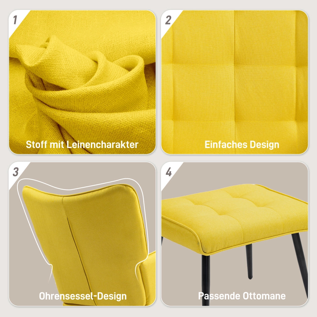 POLTRONA A DONDOLO con poggiapiedi 64x89x90 cm Giallo