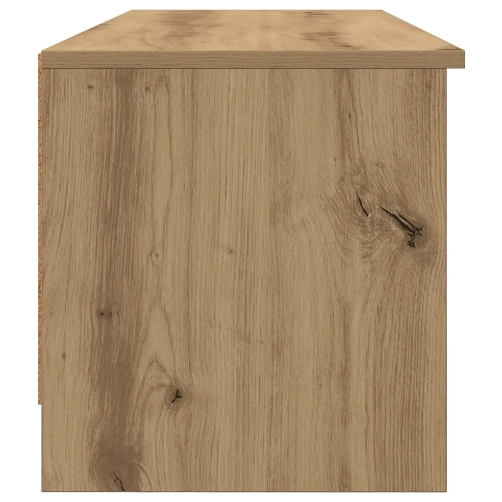 Mobile TV moderno e minimalista 102 x 35 x 36 cm con ripiani e ante a battente in legno di rovere composito 02_0052688