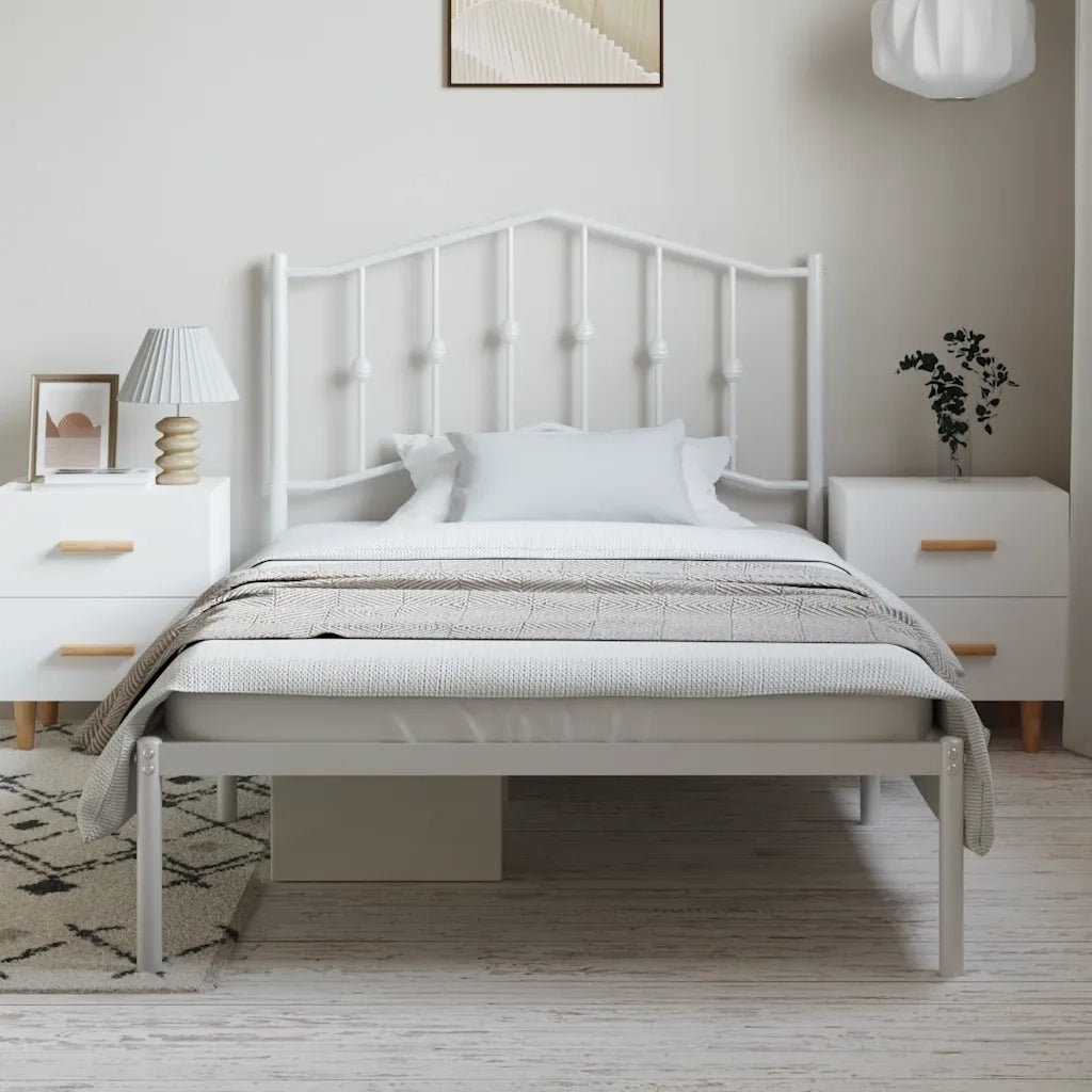 Giroletto con Testiera-Struttura Letto con testiera Metallo Bianco 100x200 cm 706820
