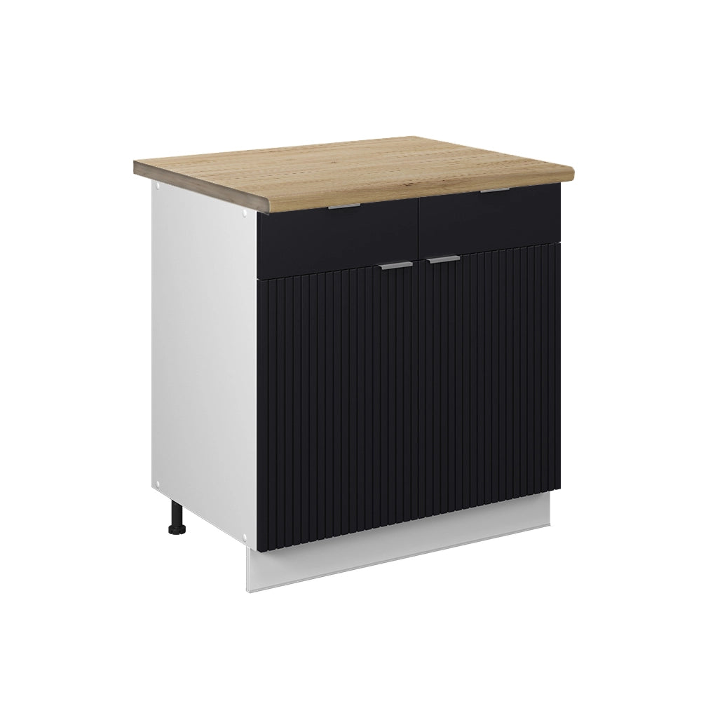 Vicco Mobiletto base per cucina Nero a righe 80 cm , PL Rovere