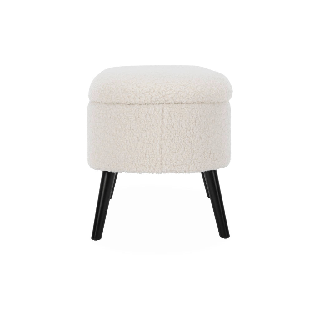Cassapanca con rivestimento bouclé, ecrù
