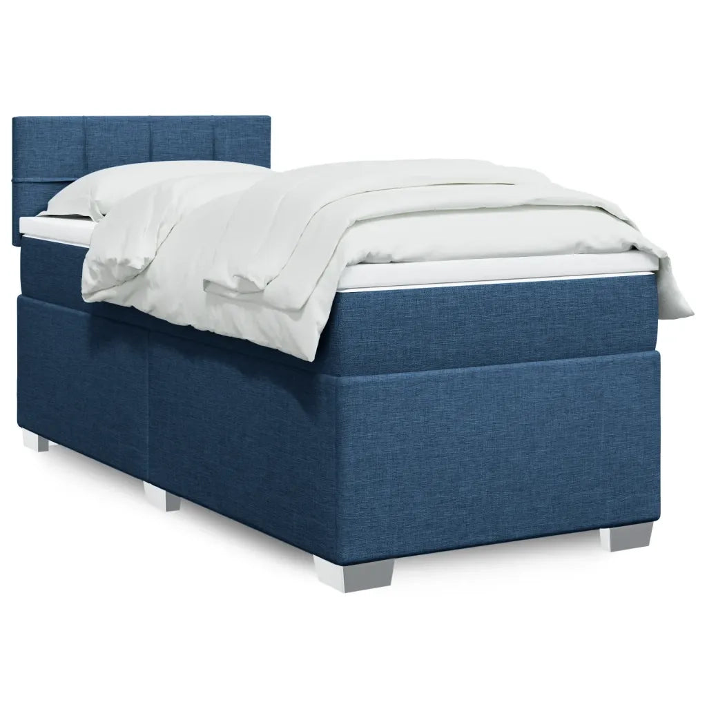 vidaXL Giroletto a Molle con Materasso Blu 90x190 cm in Tessuto