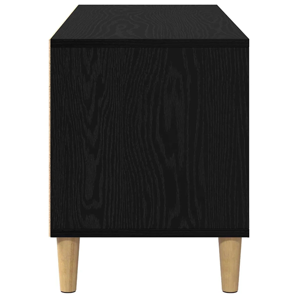 Mobile porta TV rettangolare con ripiani e cassetti funzionali stile rustico per soggiorno 100 x 34,5 x 44,5 cm legno composito nero 02_0052738