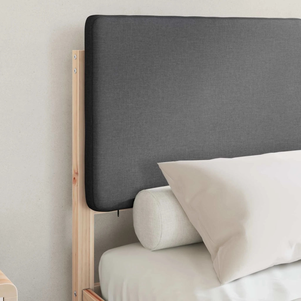 Letto con Testiera Rivestita Grigio scuro 135 x 190 cm